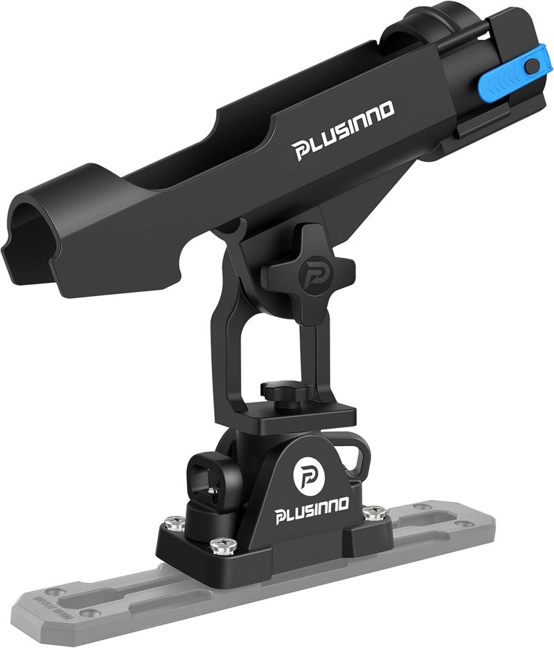 PLUSINNO 2 in 1 Fishing Rod Holders for Boat, Kayak Fishing Rod Holder, Fishing Pole Holders for Track Mount / Deck Mount, Fishing Gear with Fishing Rod Protective Strap, Fishing Accessories & Gifts - Image 1